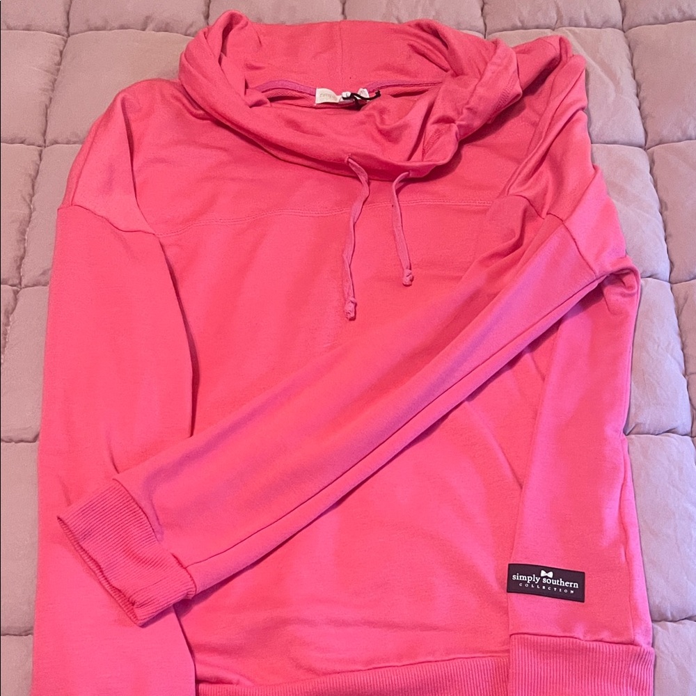 Simply Southern Vibrant Pink Cowl Neck Sweatshirt